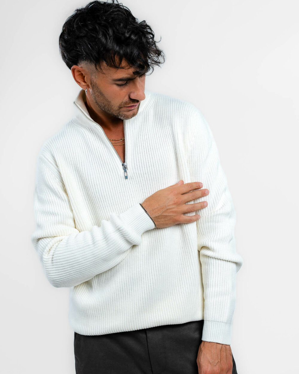 Antony Morato  - maglione bianco con zip