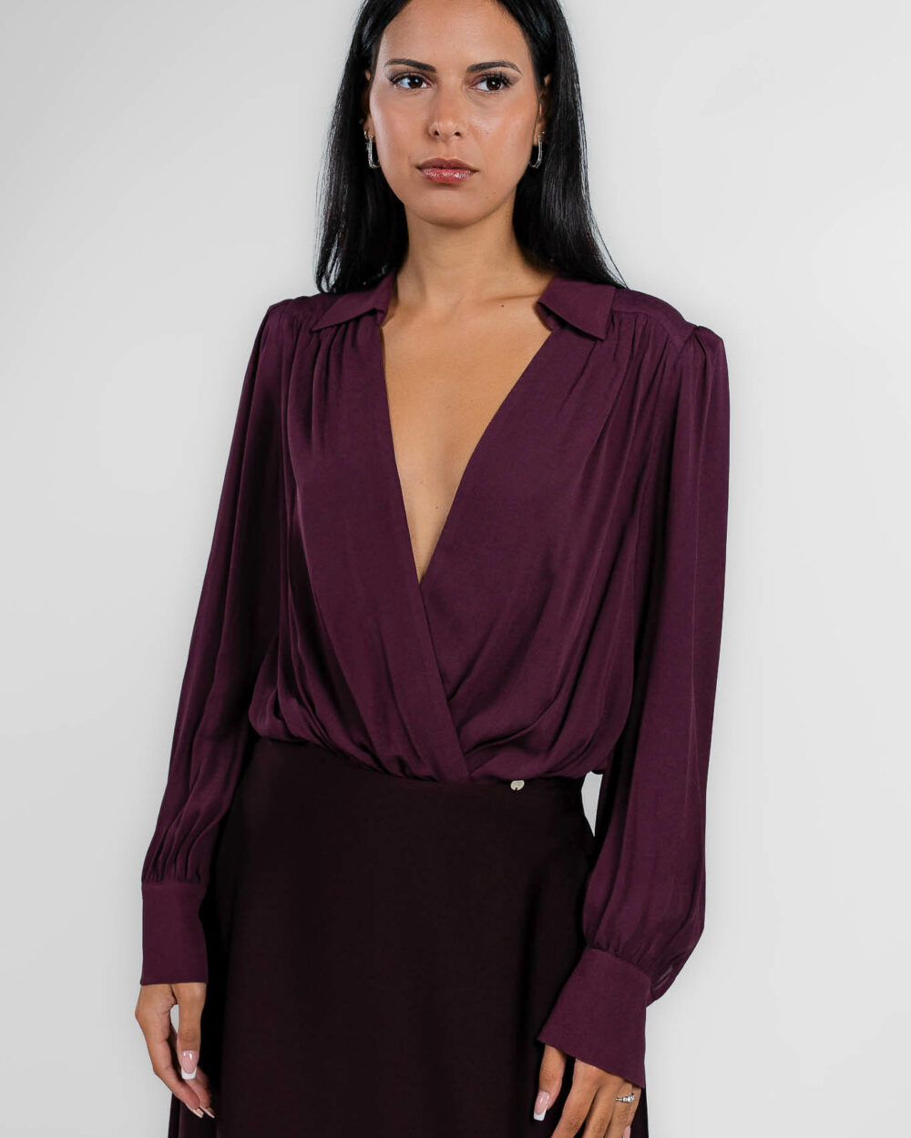 Twinset - body manica lunga bordeaux