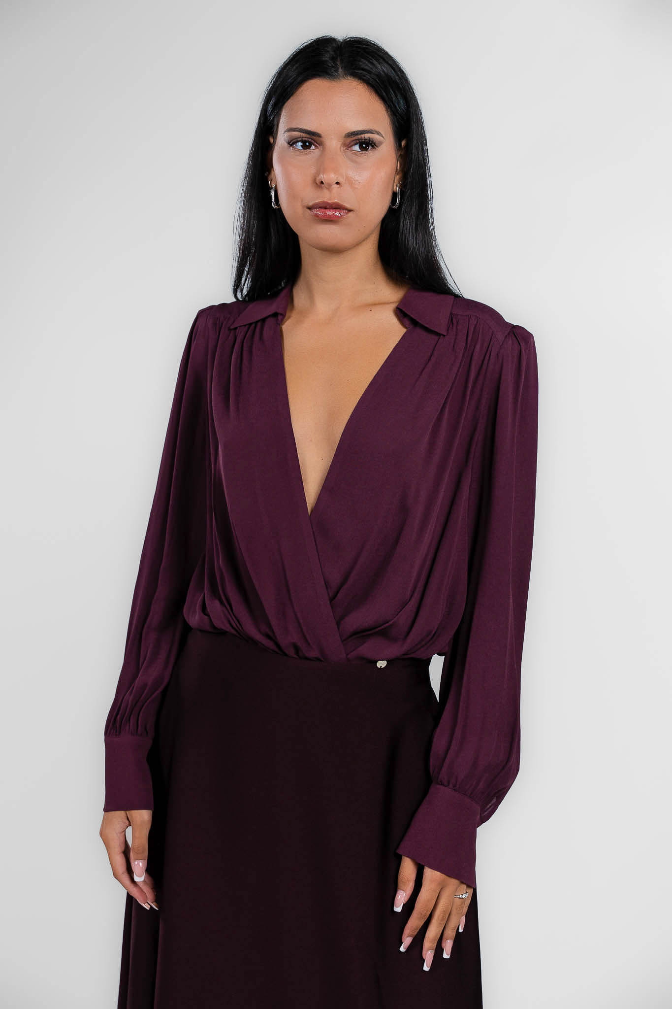 Twinset - body manica lunga bordeaux