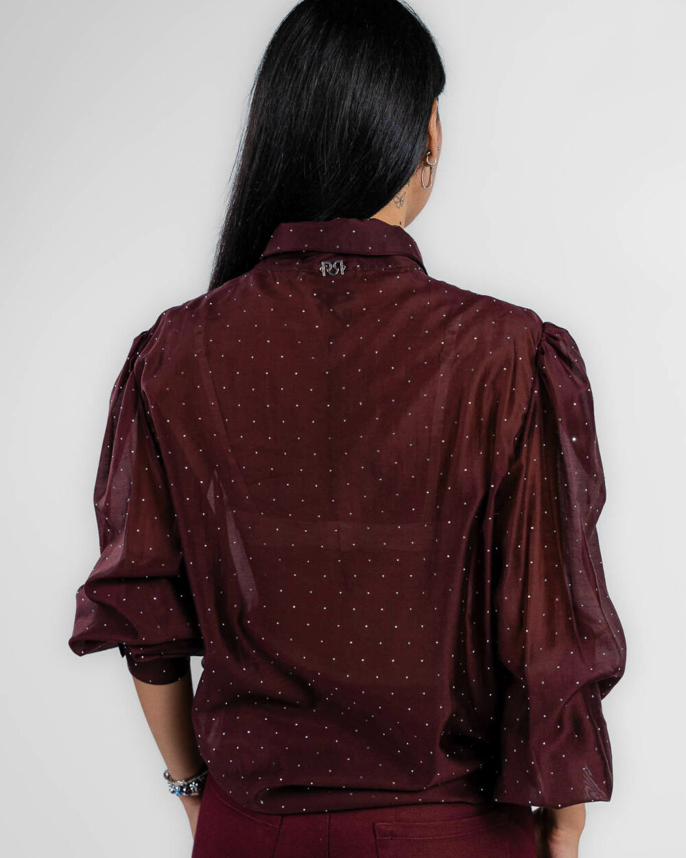 Rinascimento - Camicia bordeaux con applicazioni - immagine 2