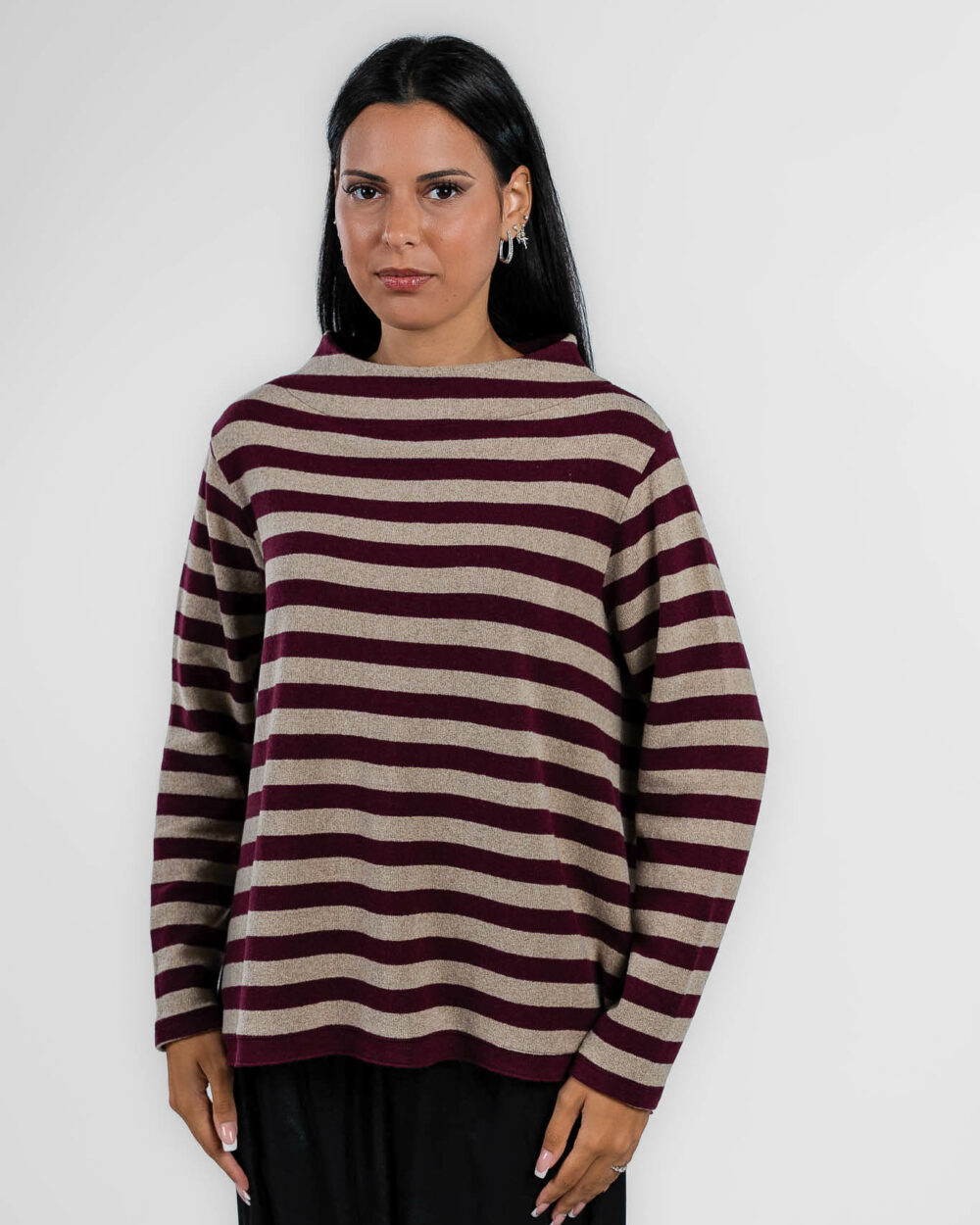 Jurere - Maglia a righe bordeaux e beige