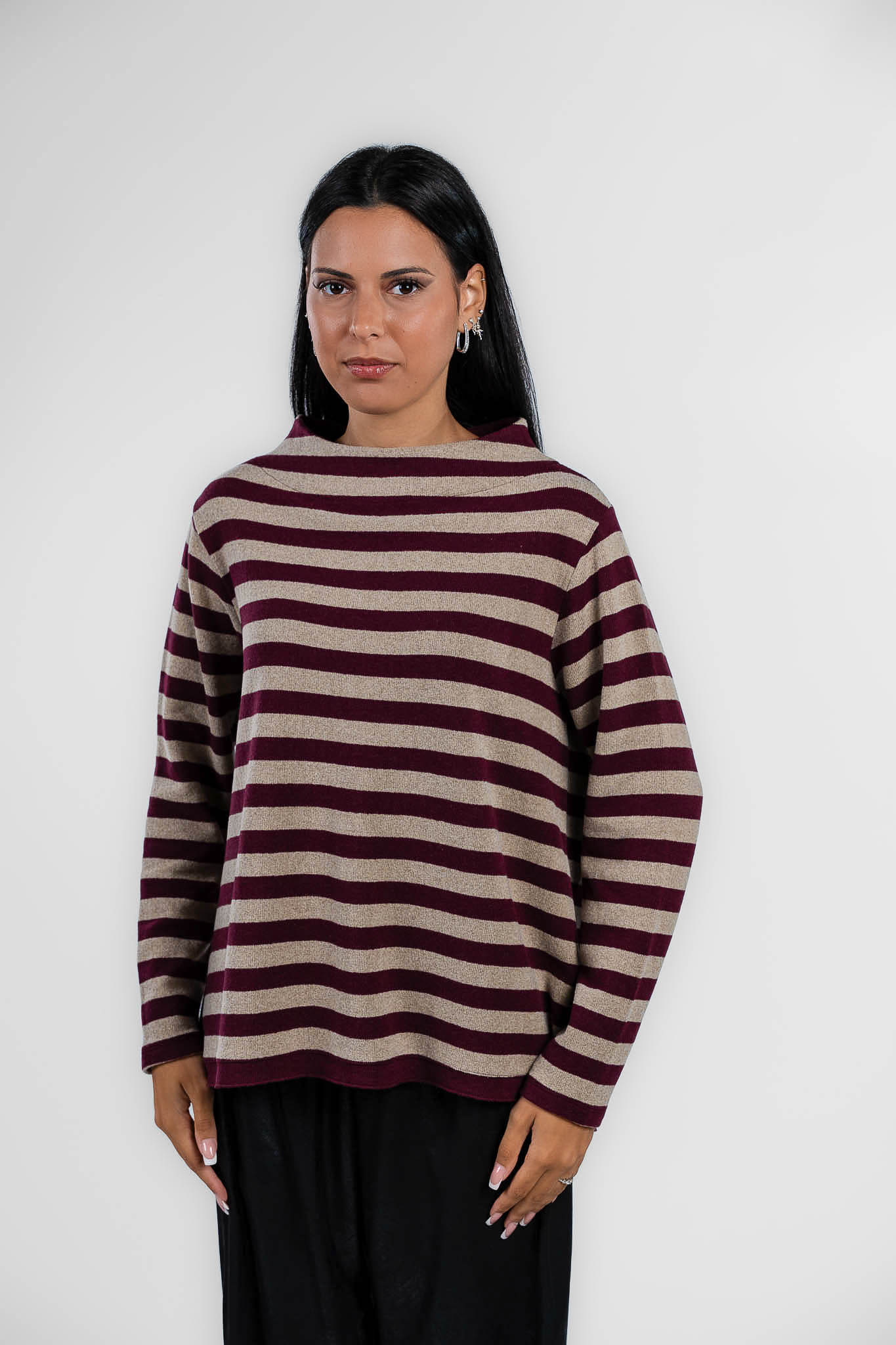 Jurere - Maglia a righe bordeaux e beige