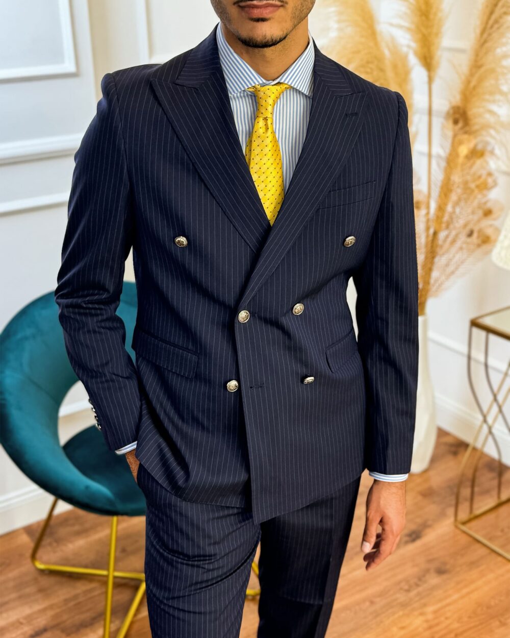 Berti Mode Collection - Doppiopetto gessato blu