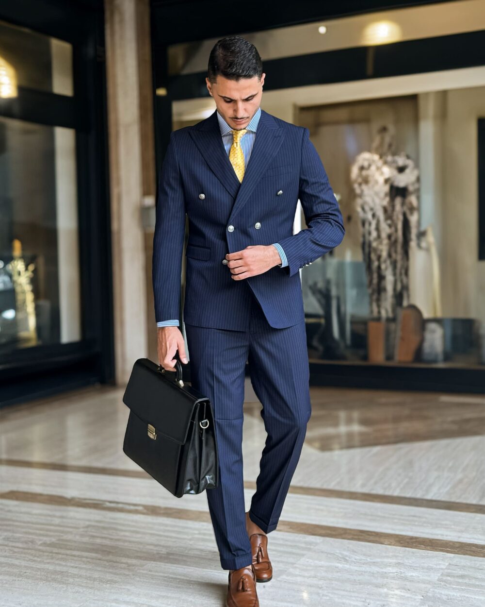 Berti Mode Collection - Doppiopetto gessato blu - immagine 2