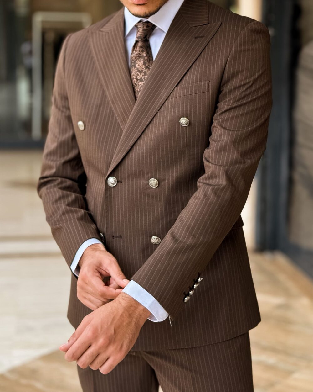 Berti Mode Collection - Doppiopetto gessato marrone - immagine 3