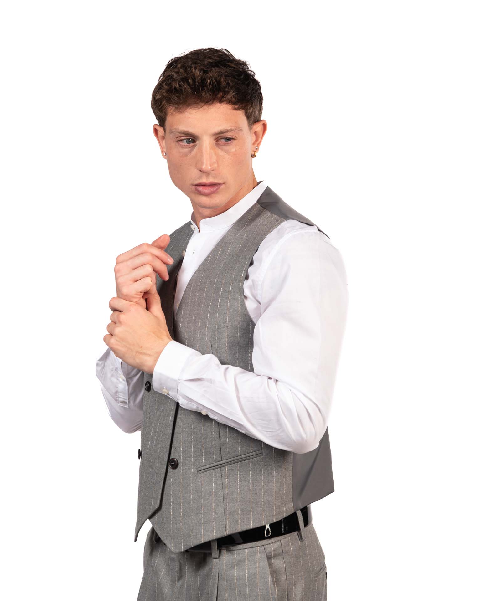 Over/d gilet gessato