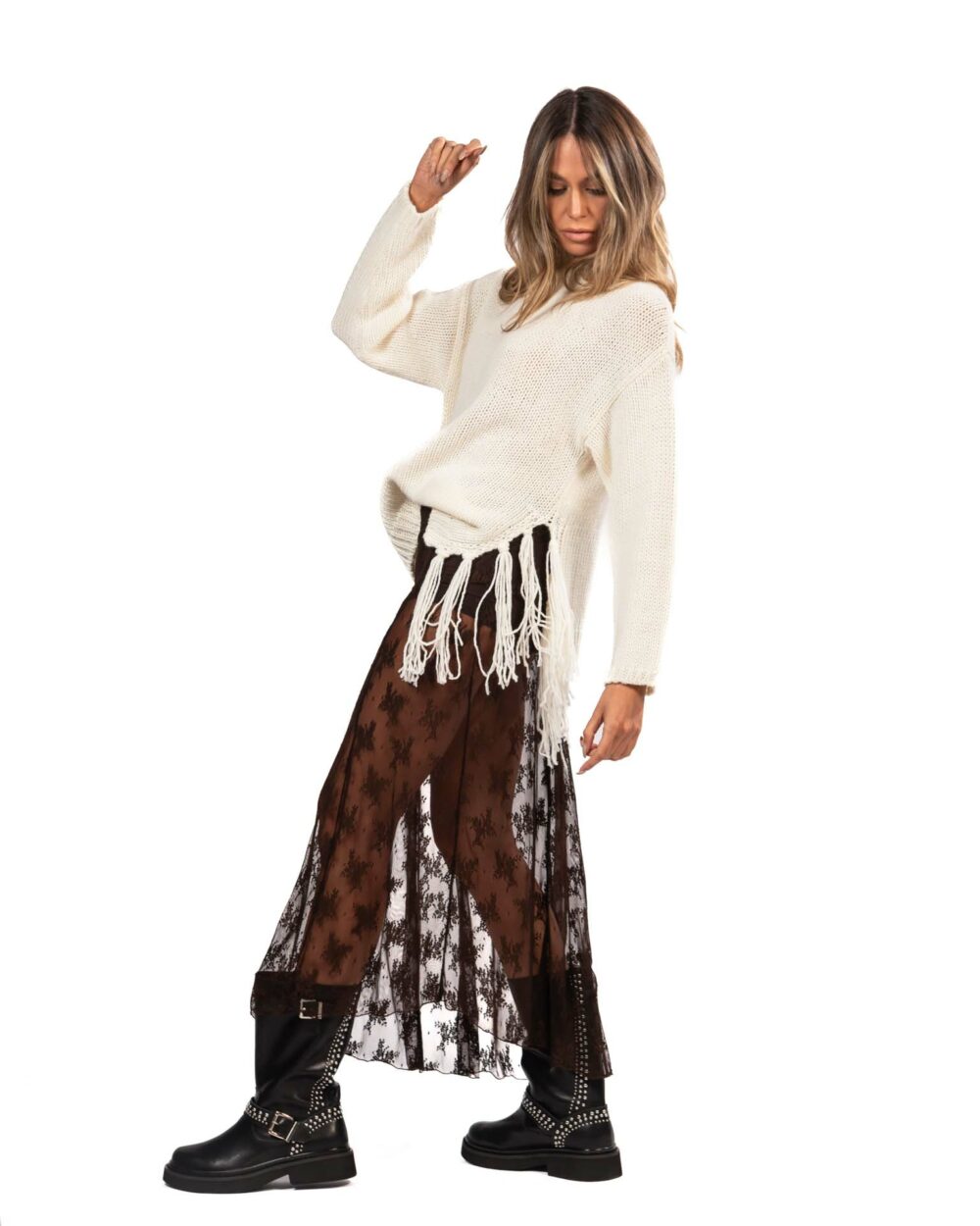 Emme marella maglione in misto lana bianco - immagine 3