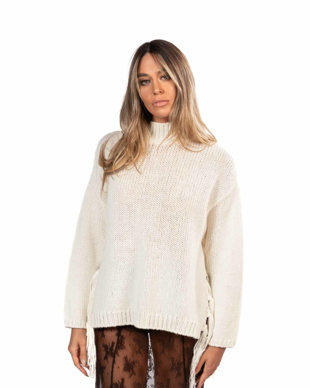 Emme marella maglione in misto lana bianco