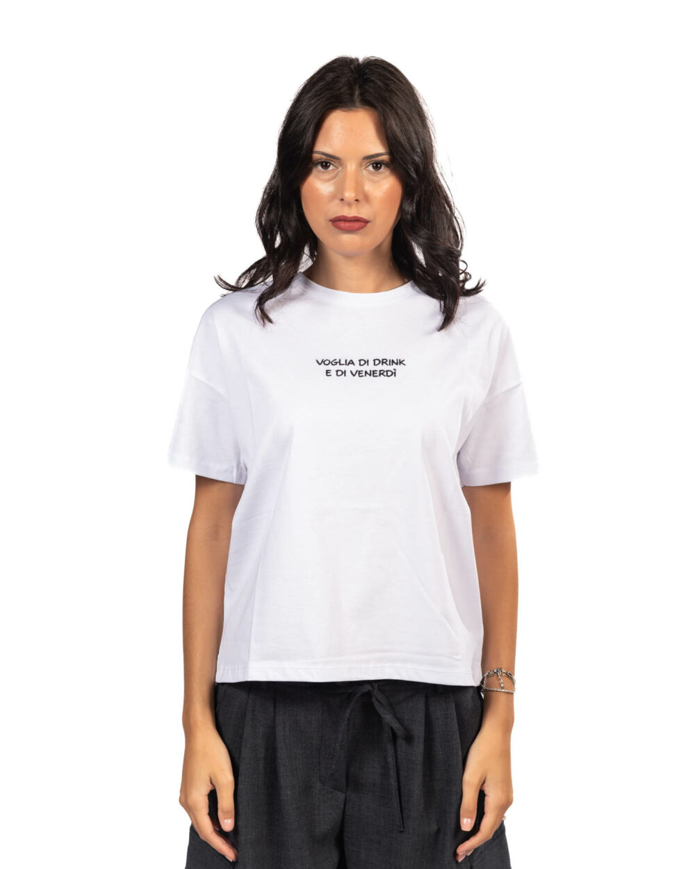 Superculture - t-shirt bianca con ricamo
