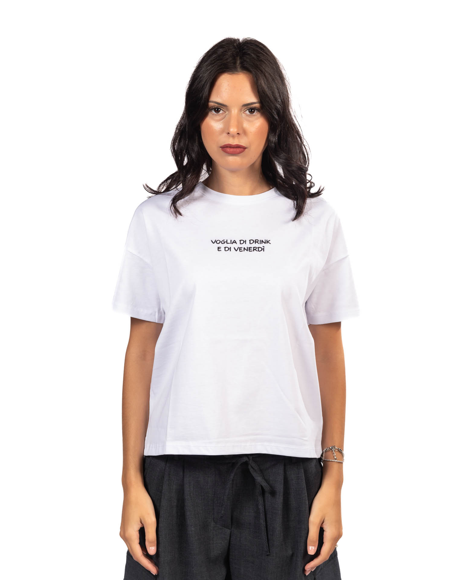 Superculture - t-shirt bianca con ricamo