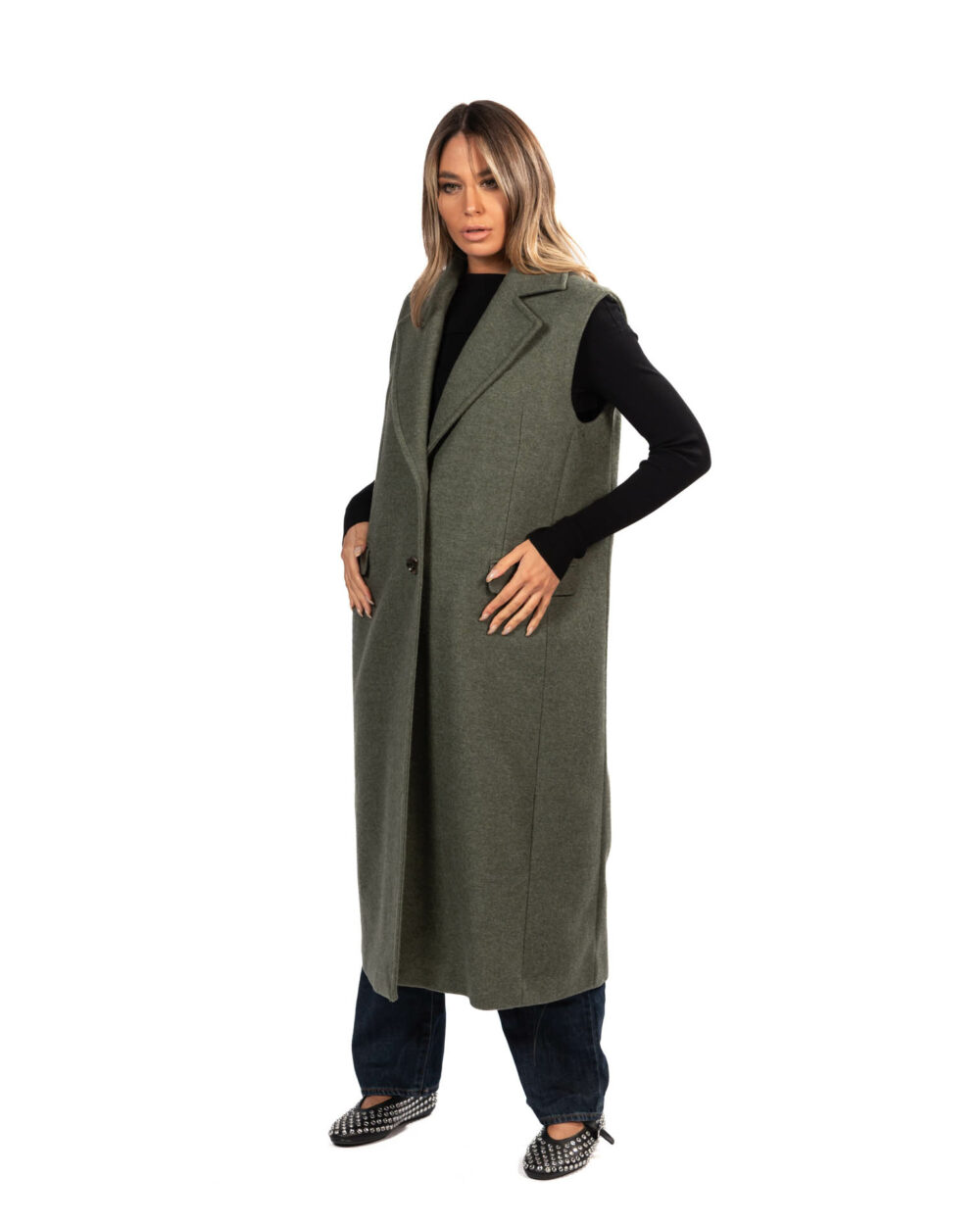 Penny Black cappotto smanicato verde - immagine 2