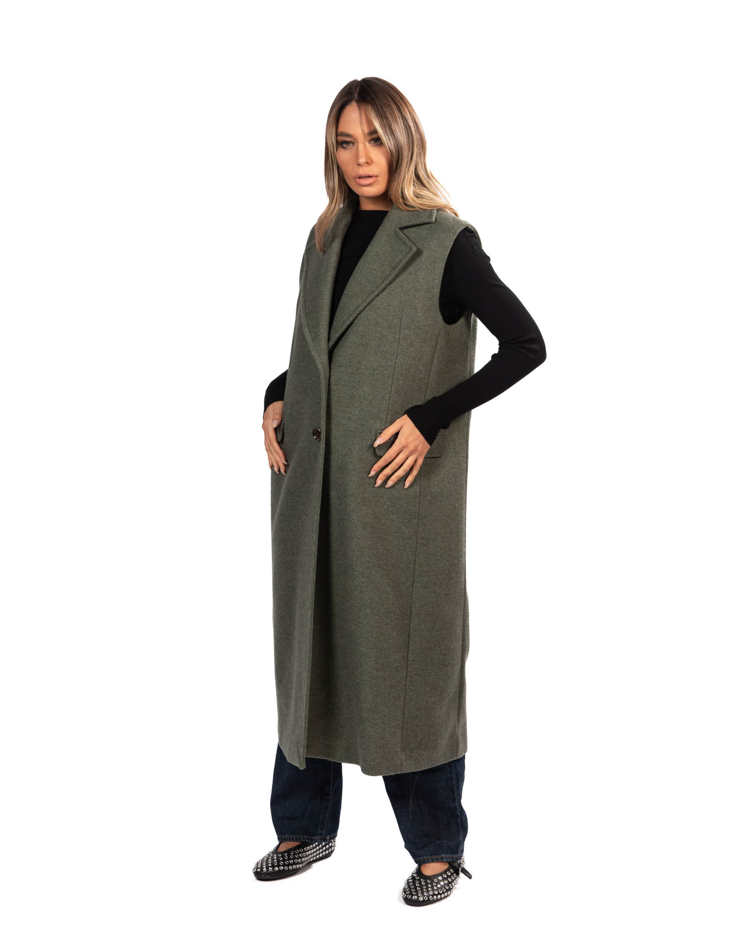 Penny Black cappotto smanicato verde - immagine 2