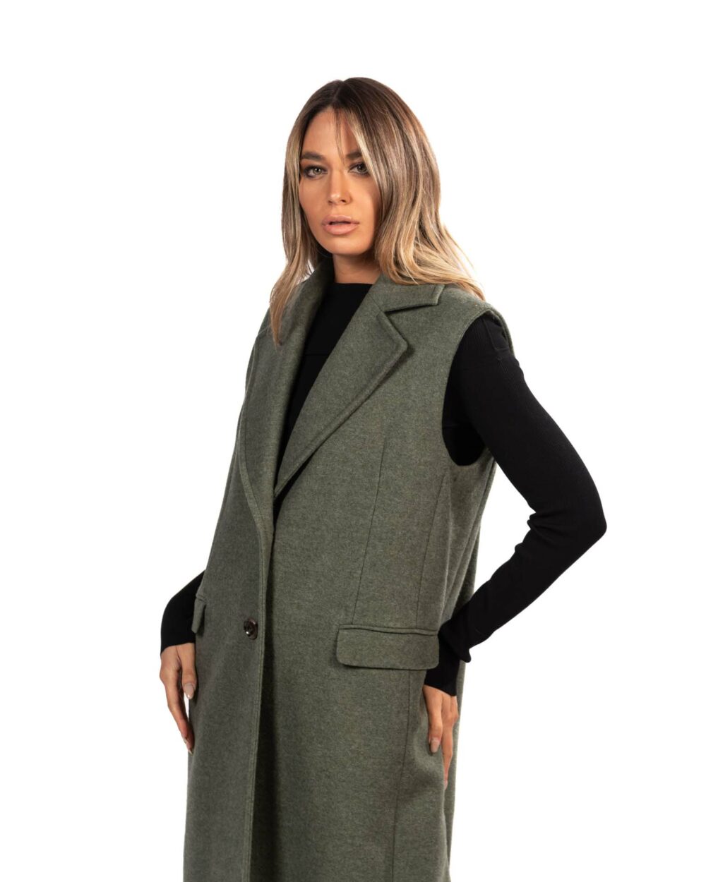 Penny Black cappotto smanicato verde - immagine 3