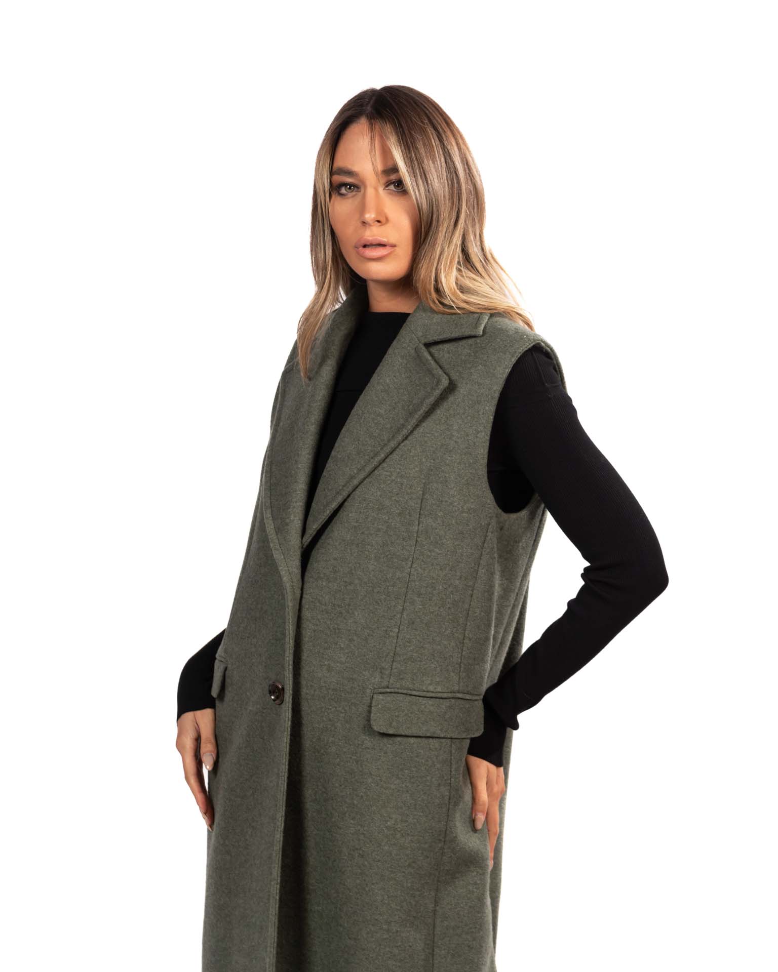 Penny Black cappotto smanicato verde - immagine 3