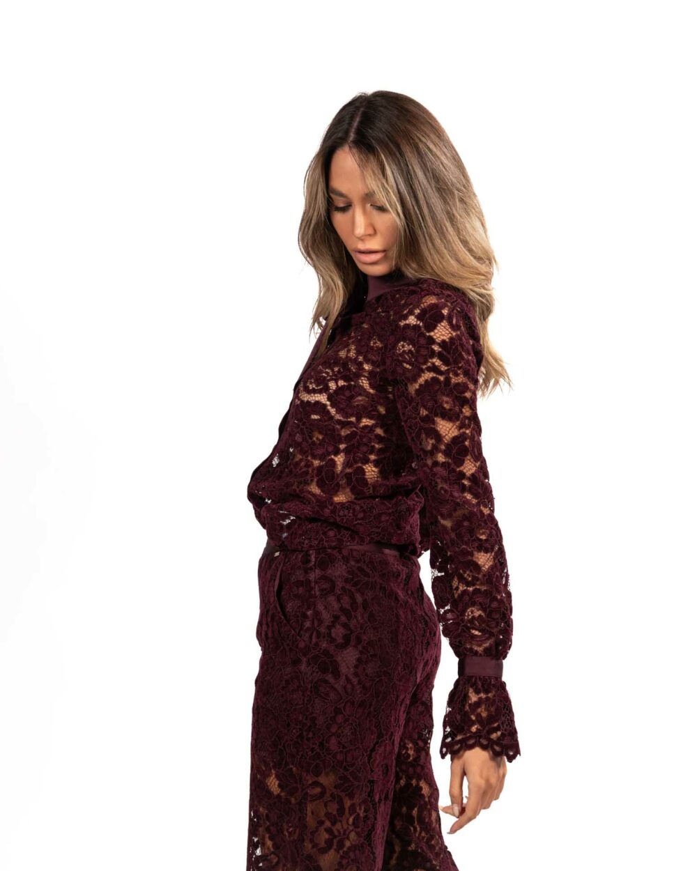 Gaudì camicia in pizzo bordeaux - immagine 2