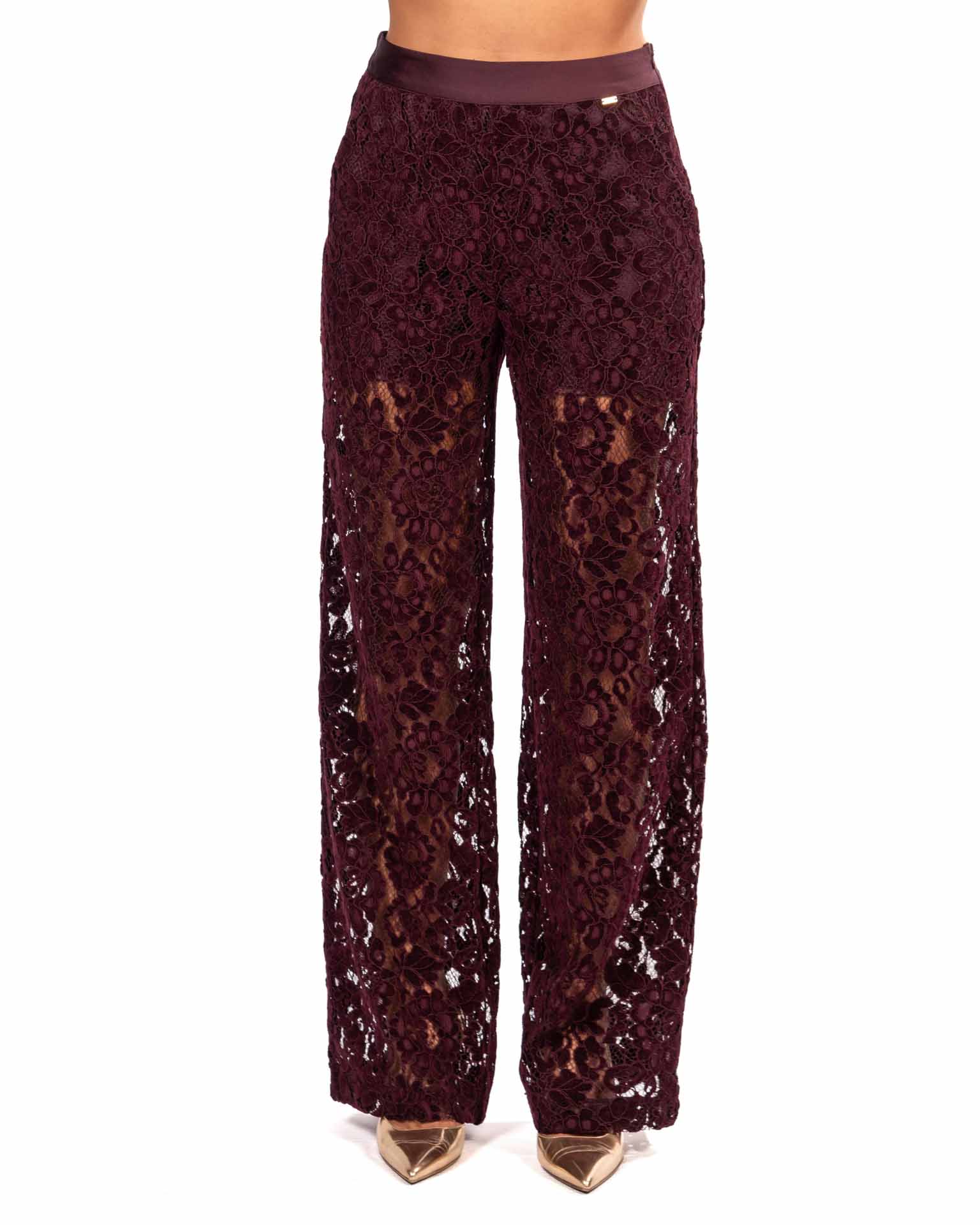 Gaudì pantalone in pizzo bordeaux