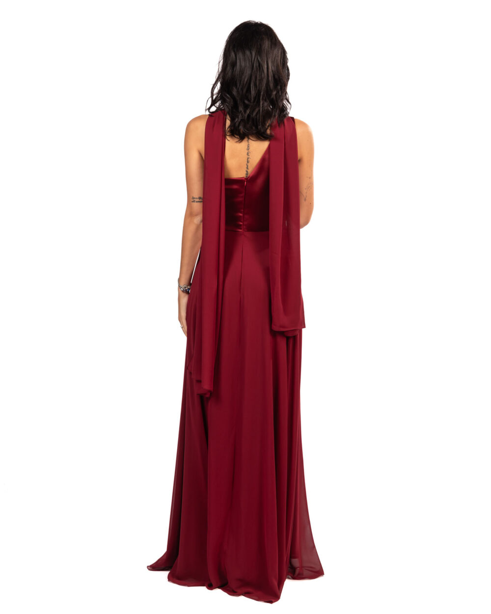 Berti Mode Collection abito bordeaux monospalla - immagine 3