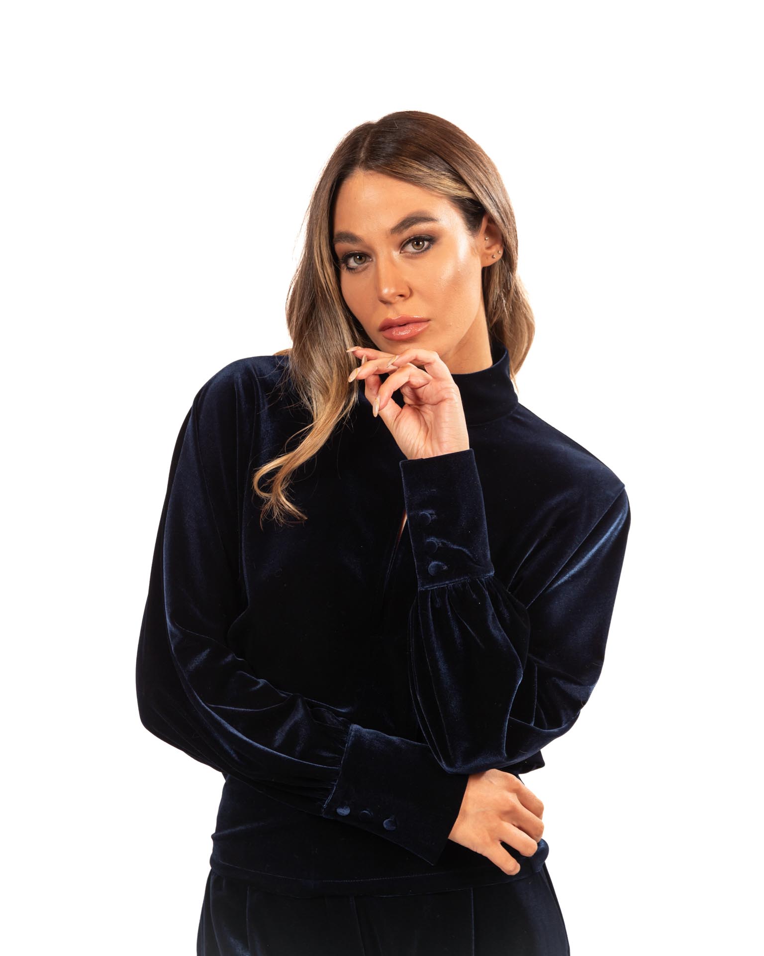 Marella maglia in velluto blu
