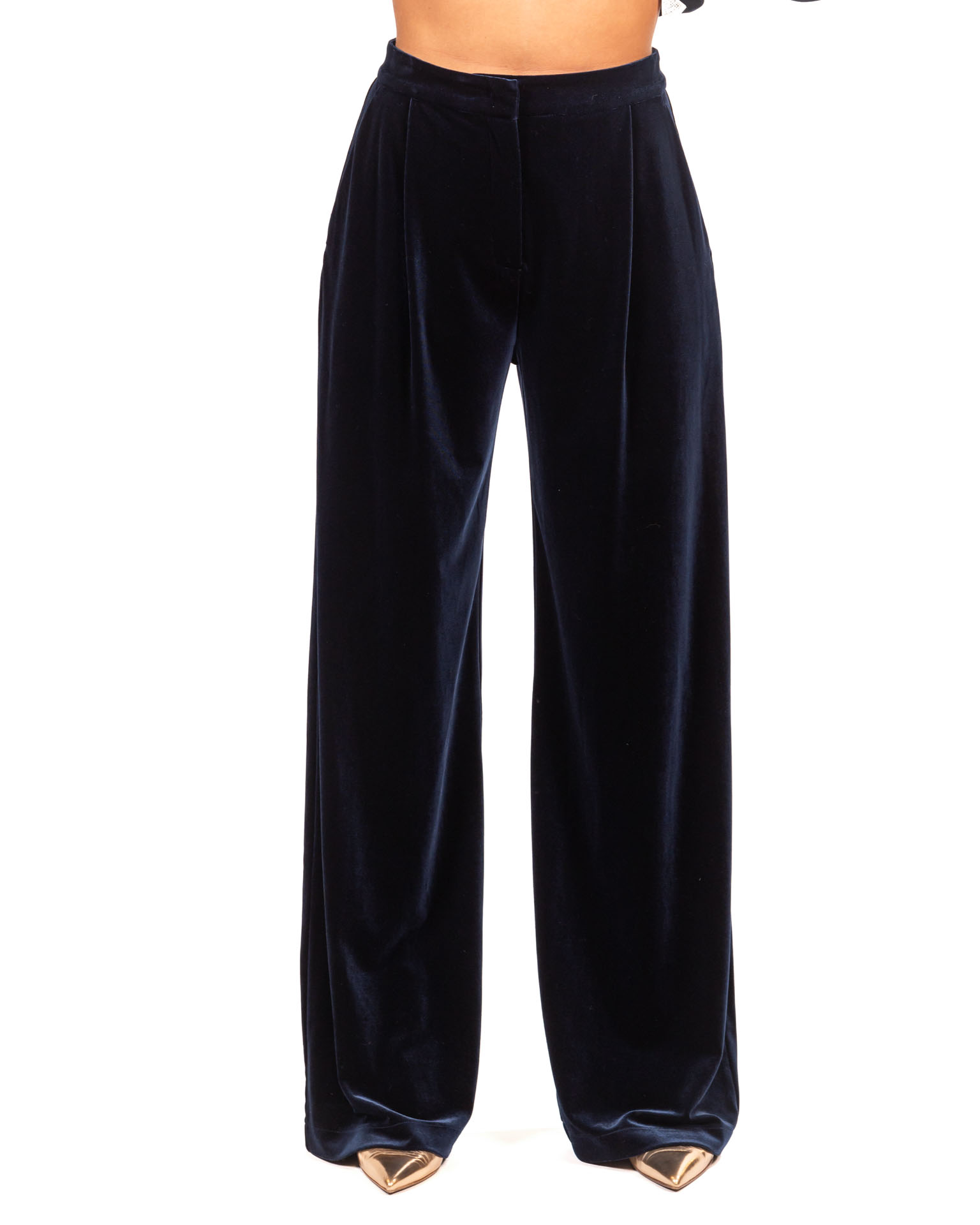 Marella pantalone in velluto blu