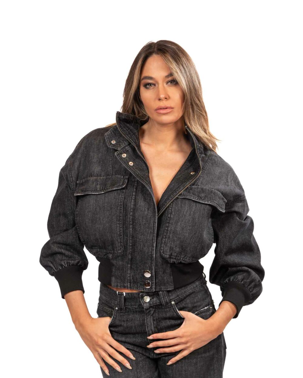 Marella Bomber in denim - NERO - immagine 2