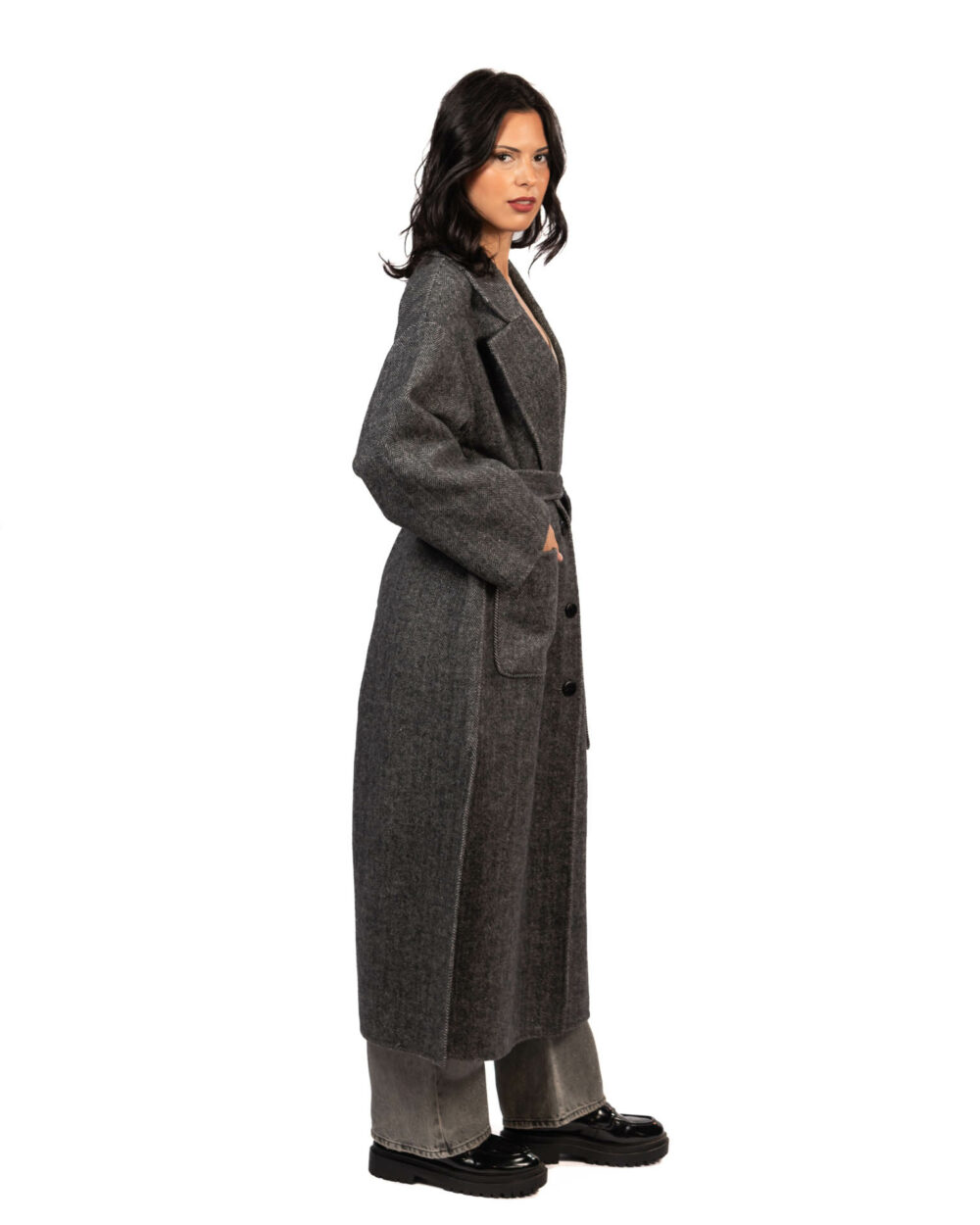 Vicolo cappotto grigio e nero - immagine 2