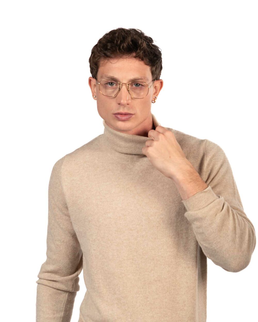 Berti Mode collection maglione a collo alto beige - immagine 3