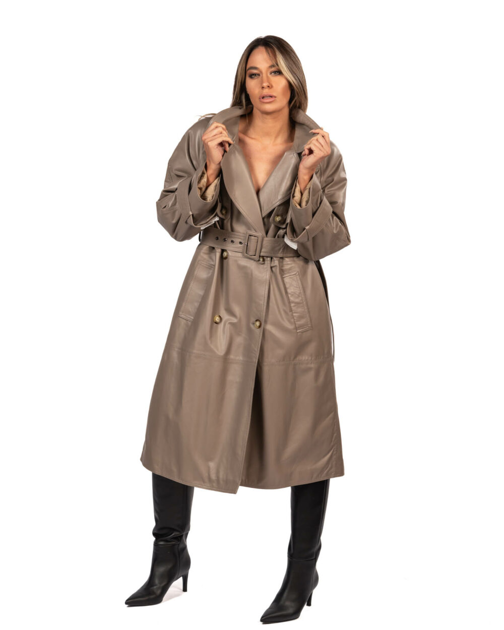 Marella Trench in pelle imbottita - FANGO - immagine 2
