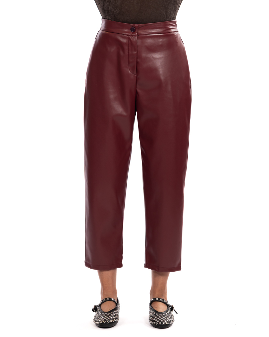 Vicolo pantaloni in ecopelle rossi