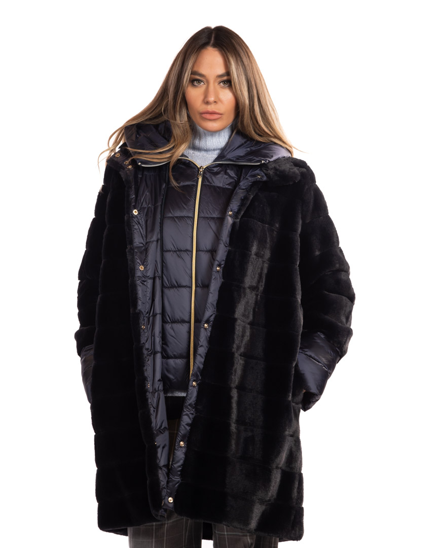 Emme Marella giubbino blu con pelliccia