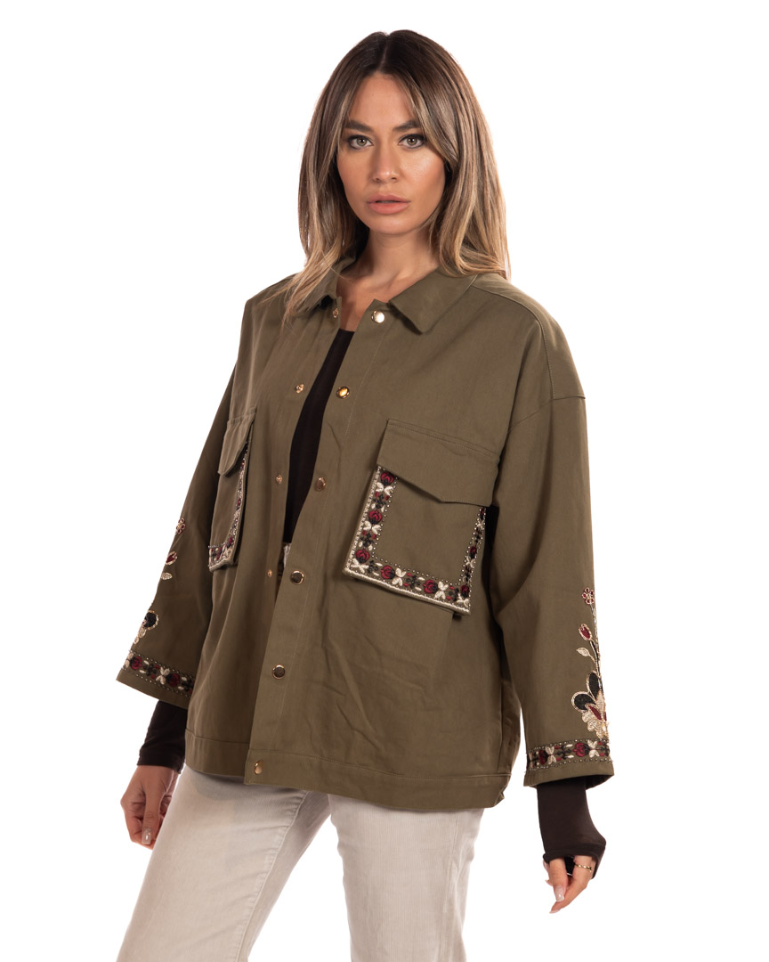 Berti Mode Collection giacca verde con ricamo