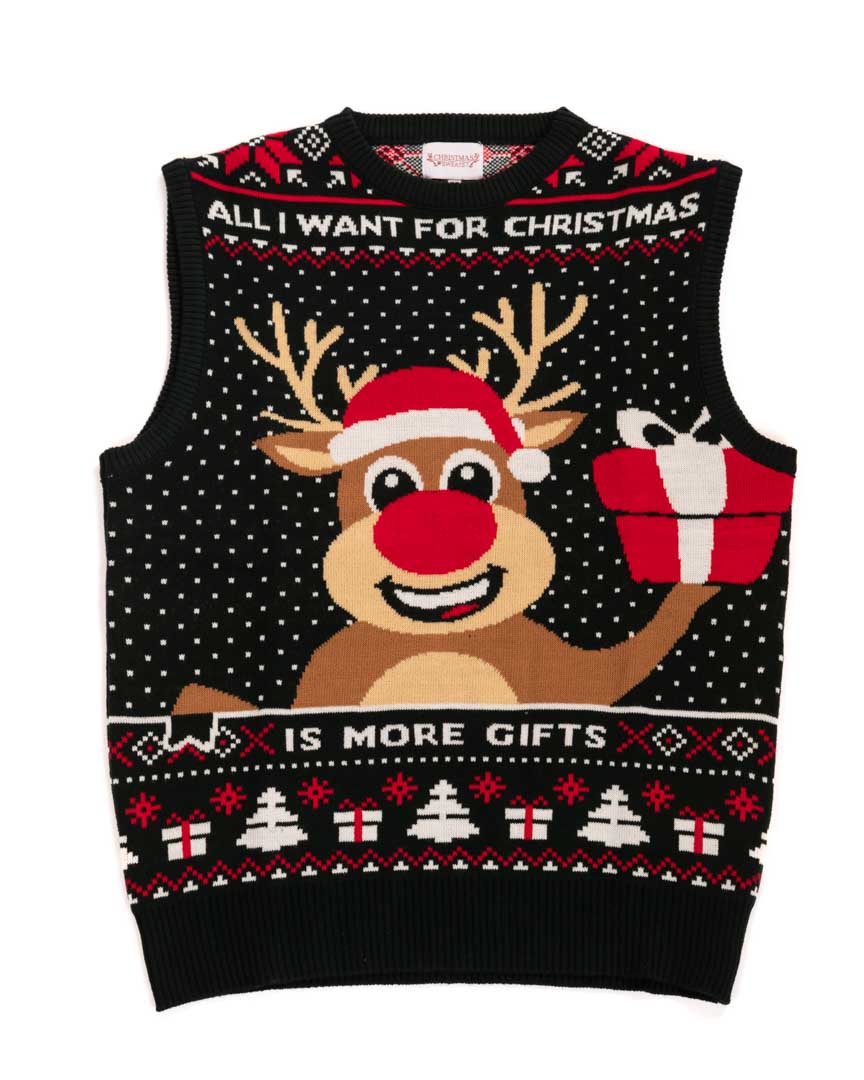 Gilet verde con renna -adulti