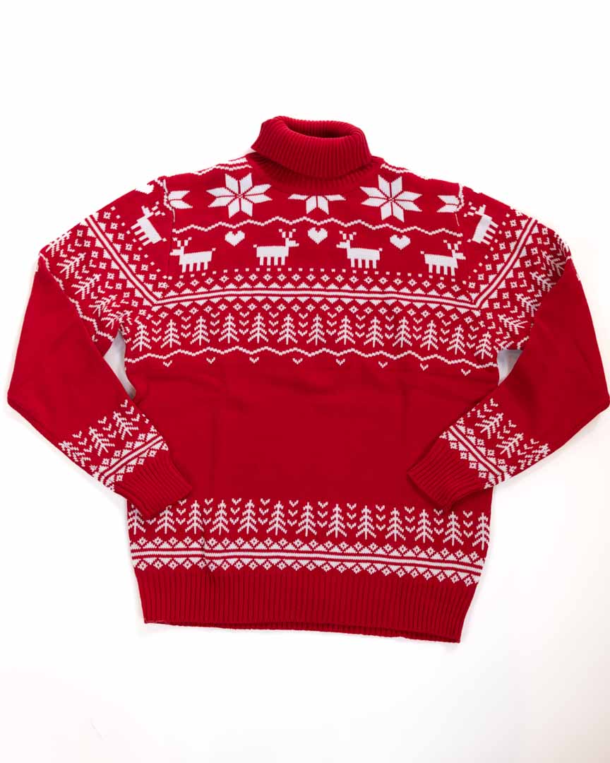 Maglione natalizio rosso collo alto
