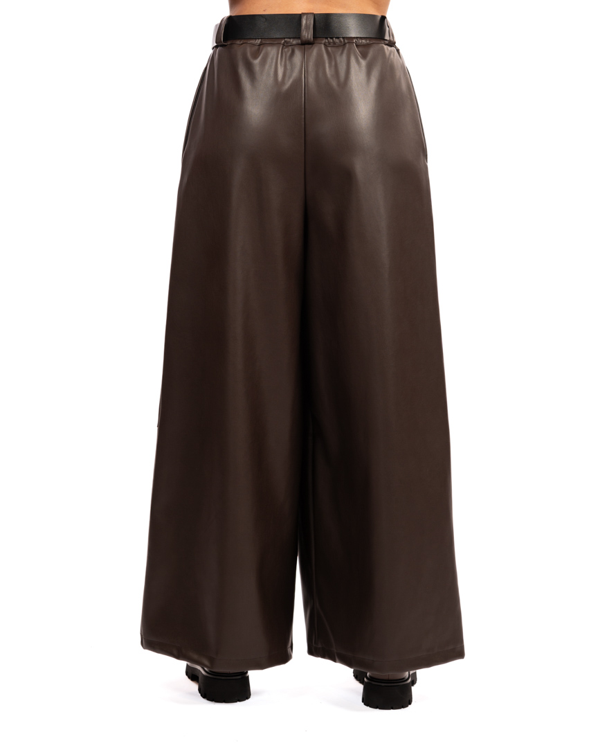 Vicolo pantalone in ecopelle marrone - immagine 3