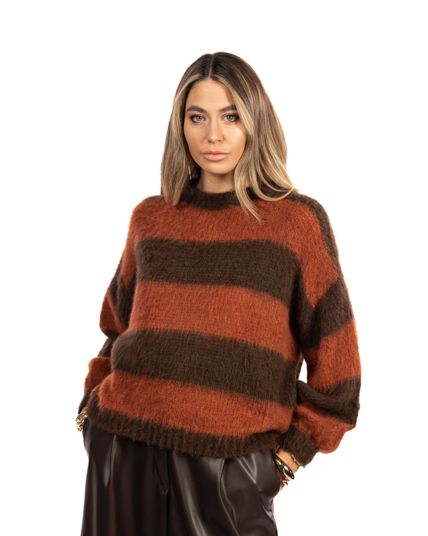 Souvenir maglione a righe marrone/arancio