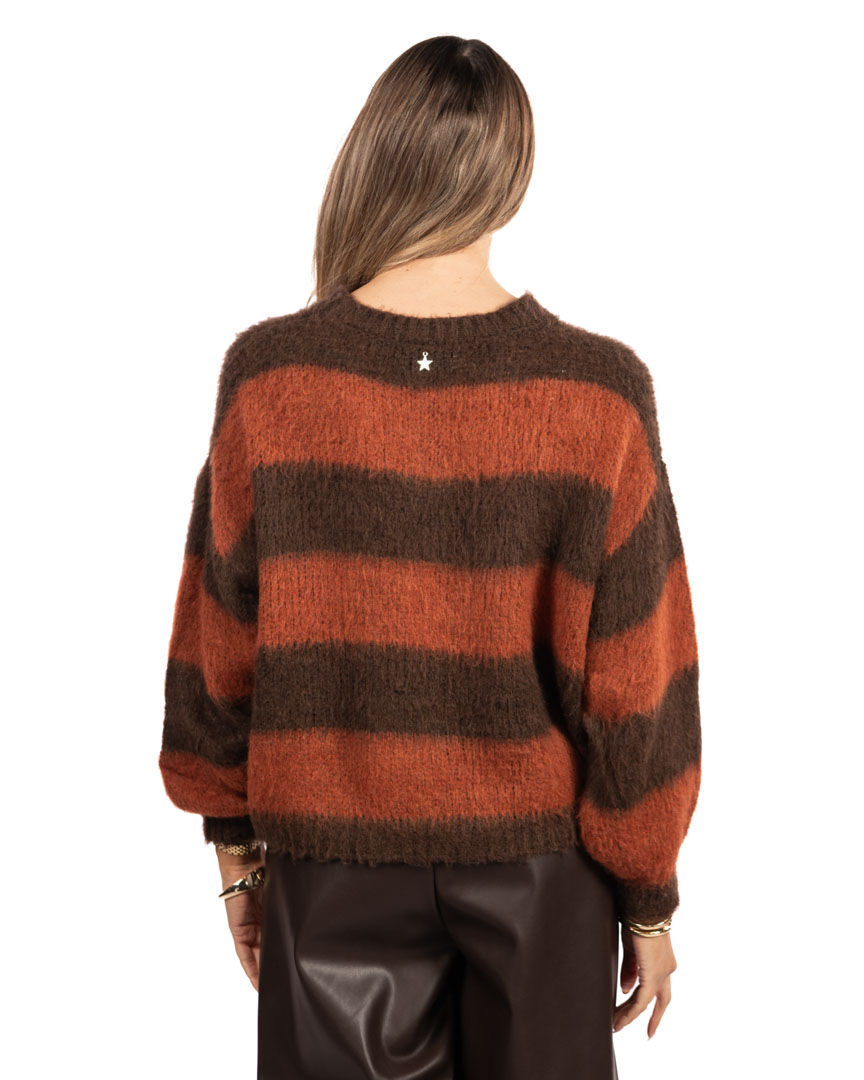 Souvenir maglione a righe marrone/arancio - immagine 3