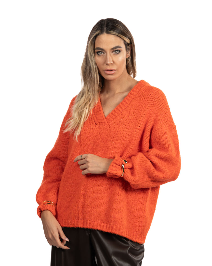 VICOLO maglione scollo a V arancio