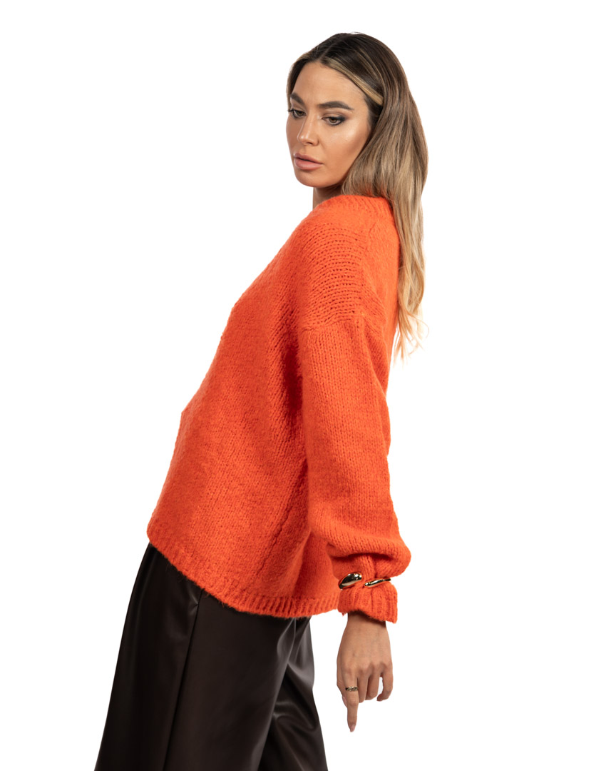 VICOLO maglione scollo a V arancio - immagine 2