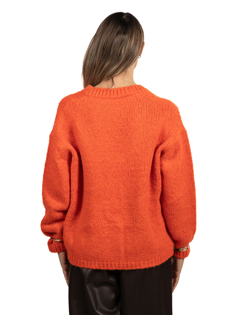 VICOLO maglione scollo a V arancio - immagine 3