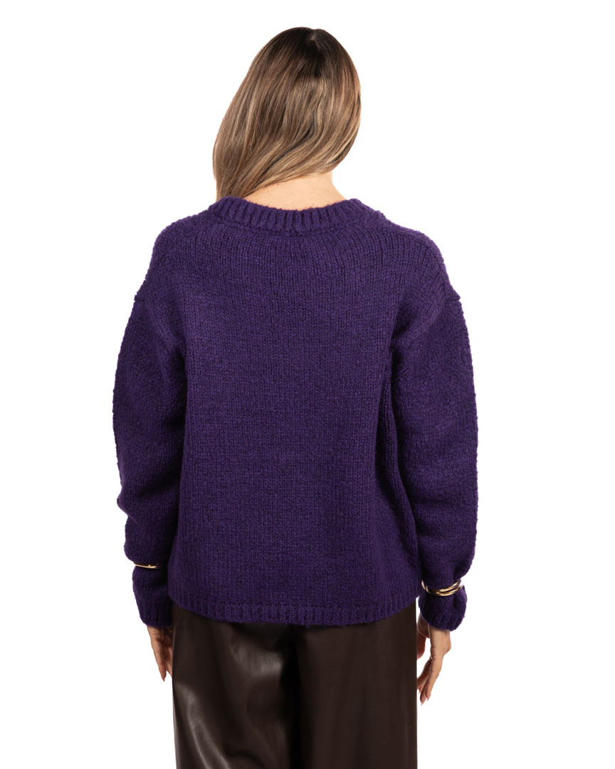 VICOLO maglione scollo a V viola - immagine 3