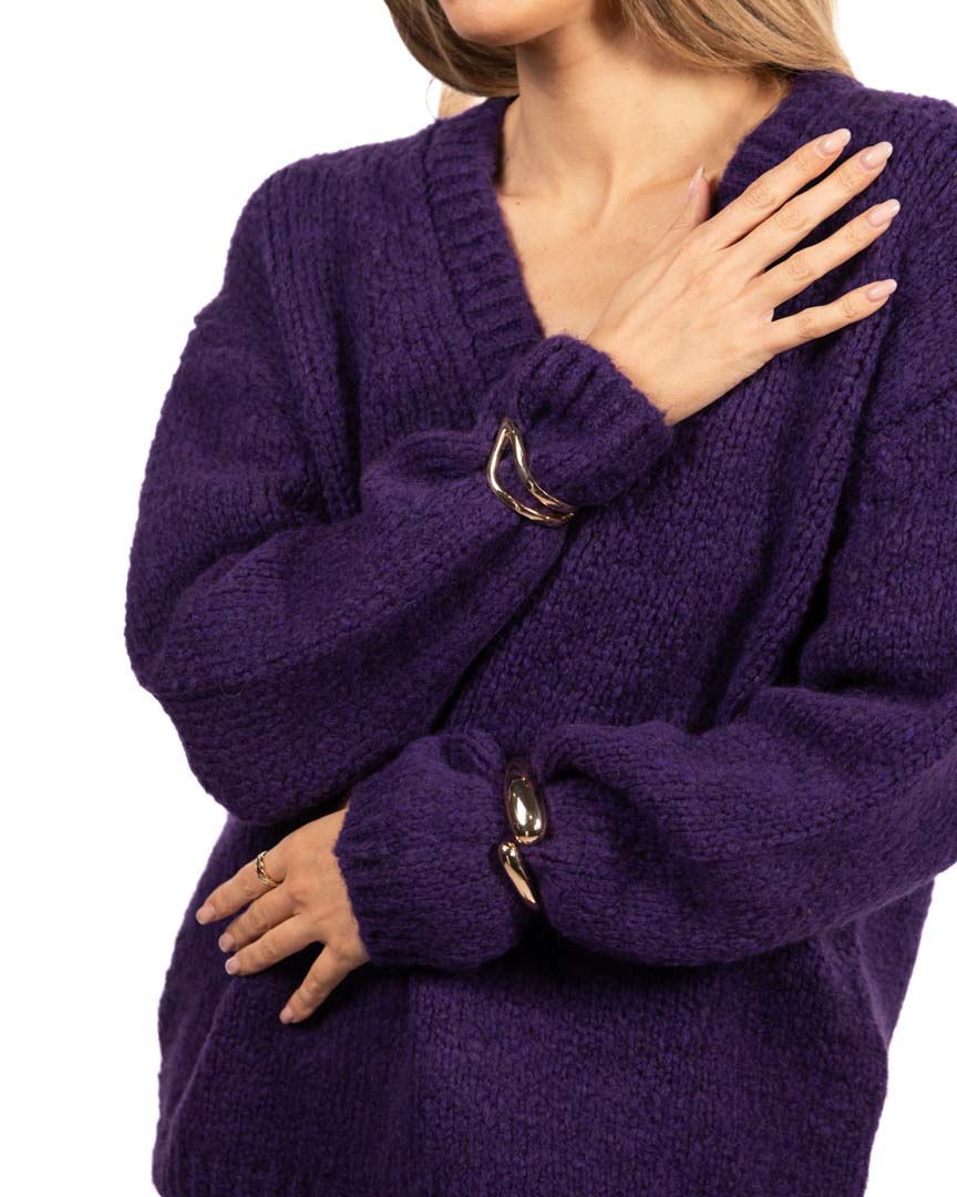 VICOLO maglione scollo a V viola - immagine 4