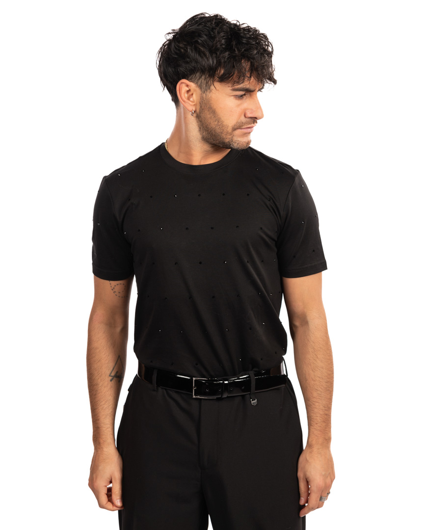 Antony Morato t-shirt nera con strass