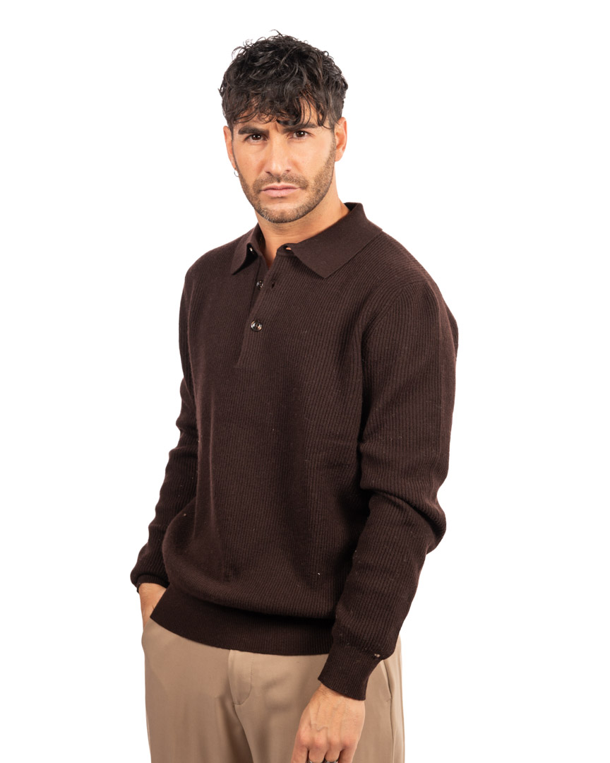 At.p.co polo manica lunga marrone