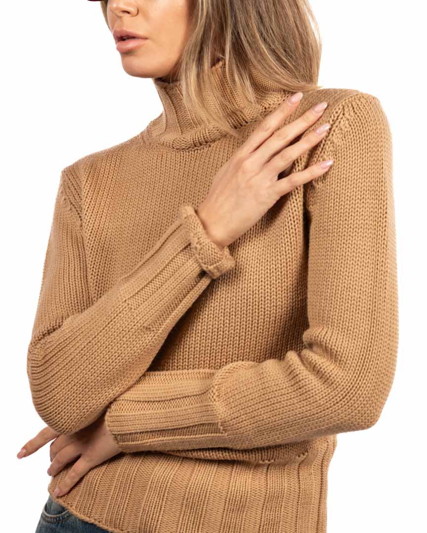 Berti Mode Collection maglione collo alto cammello - immagine 4