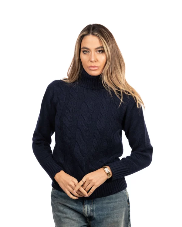 Berti Mode Collection maglione collo alto  blu