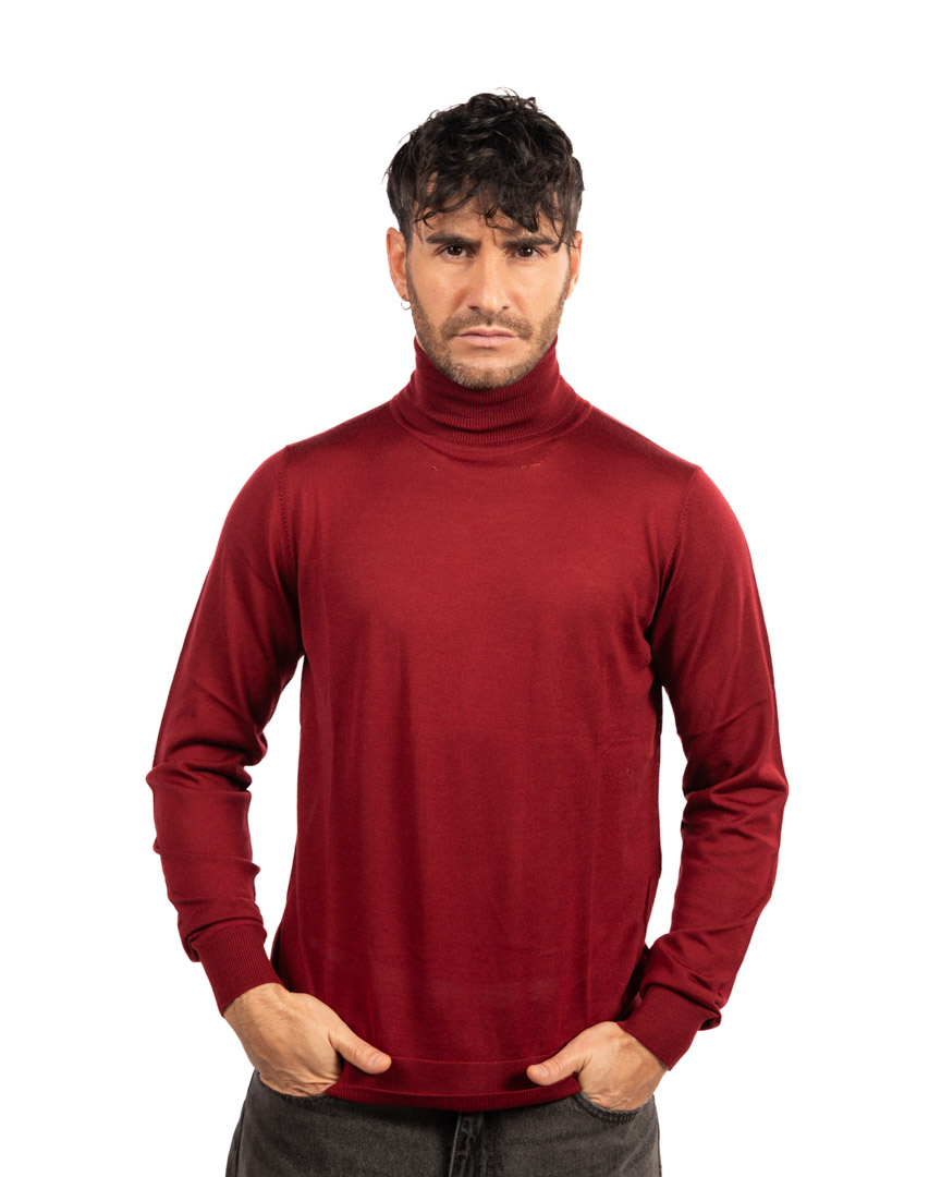 Berti Mode Collection maglione collo alo rosso