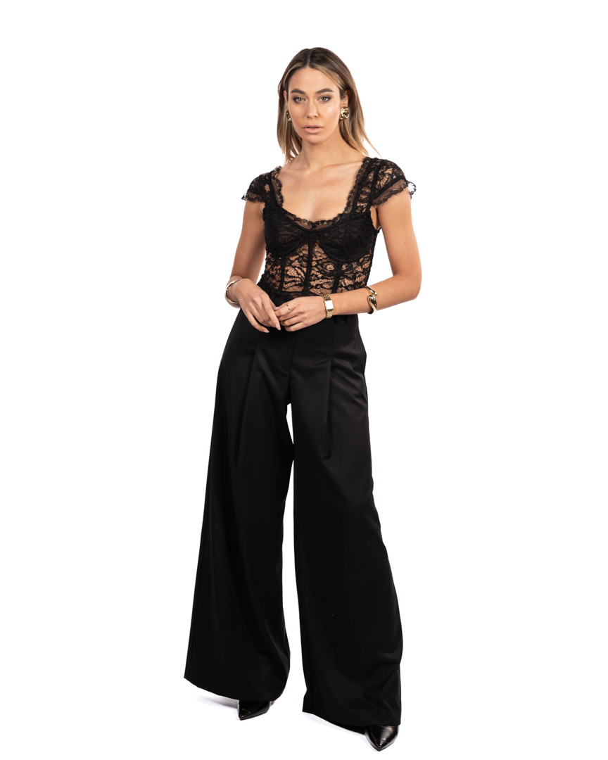 VICOLO top crop nero in pizzo - immagine 4