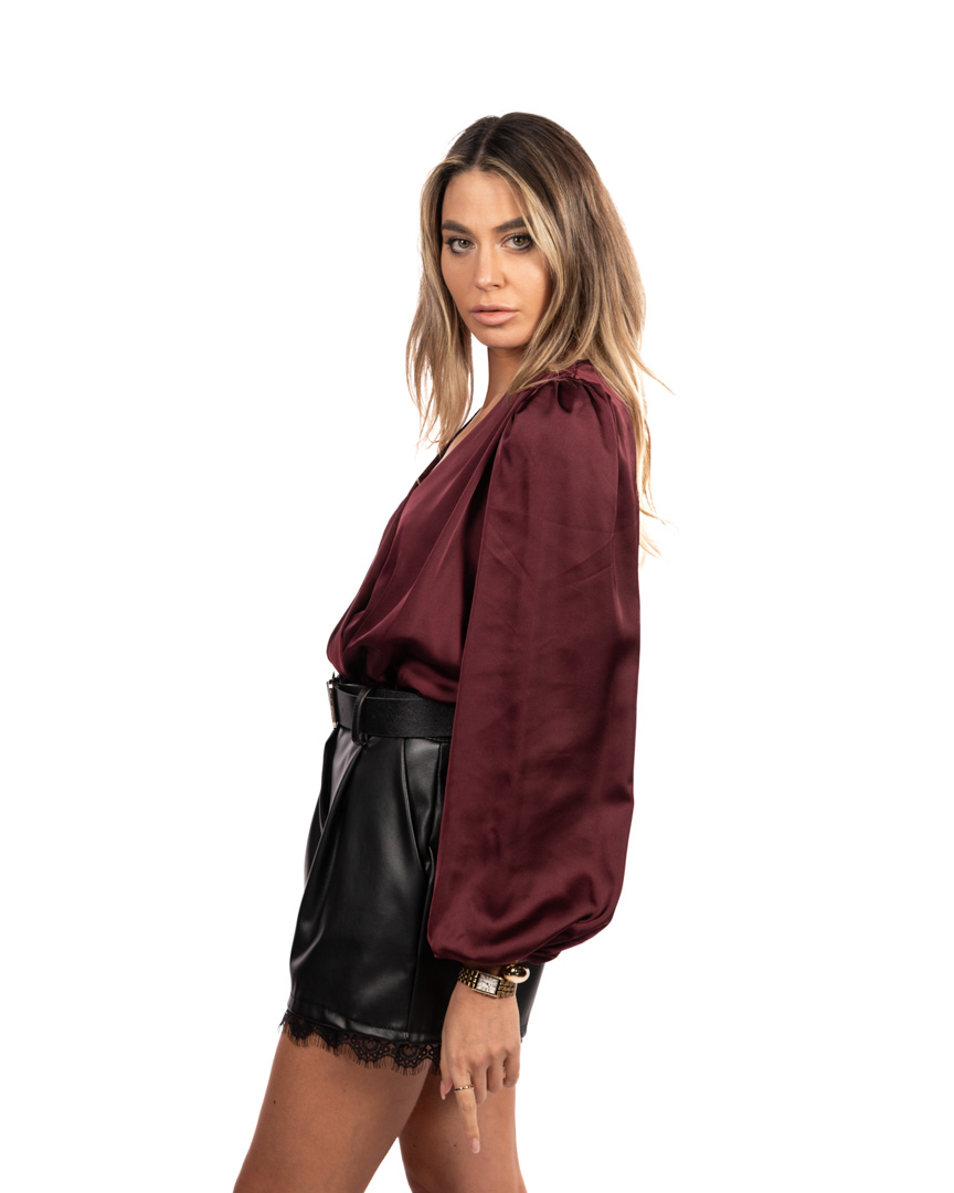 Berti Mode collection body bordeaux scollato a V - immagine 3