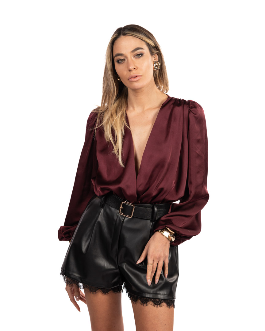 Berti Mode collection body bordeaux scollato a V