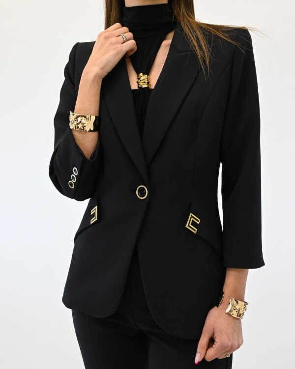 Elisabetta Franchi Giacca in doppio crêpe stretch con dettagli logo