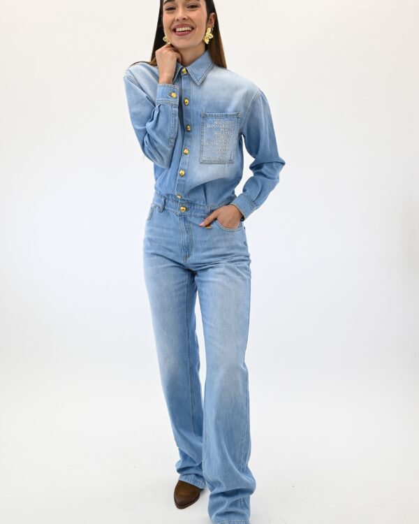 Elisabetta Franchi Tuta in denim con dettaglio lettering